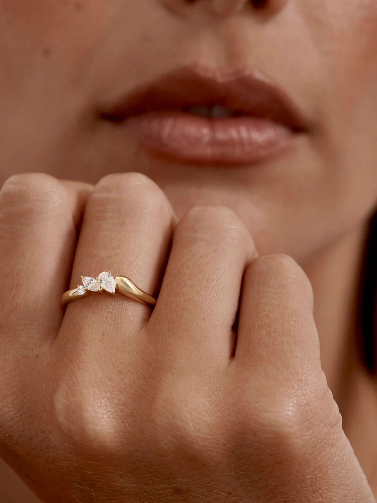 18k Gold Vermeil Crystal Wings Ring