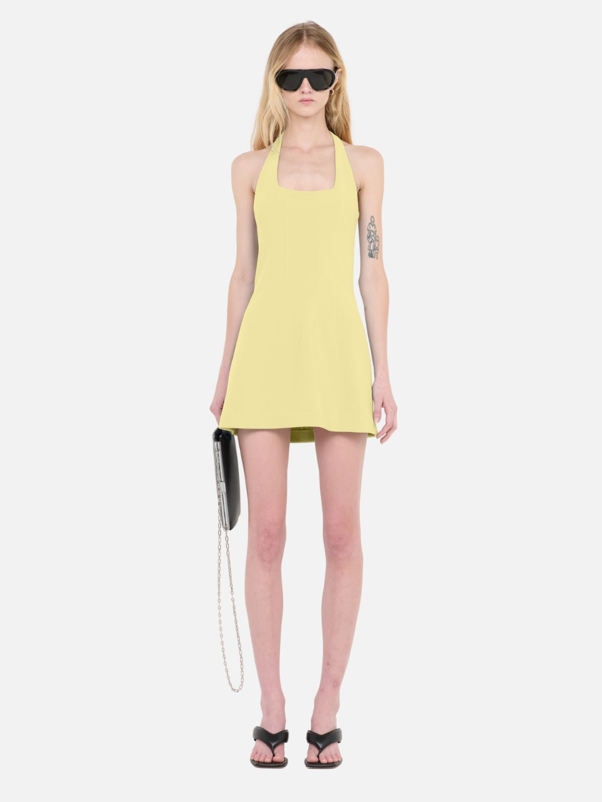 Athena Halter Mini Dress - Lemon