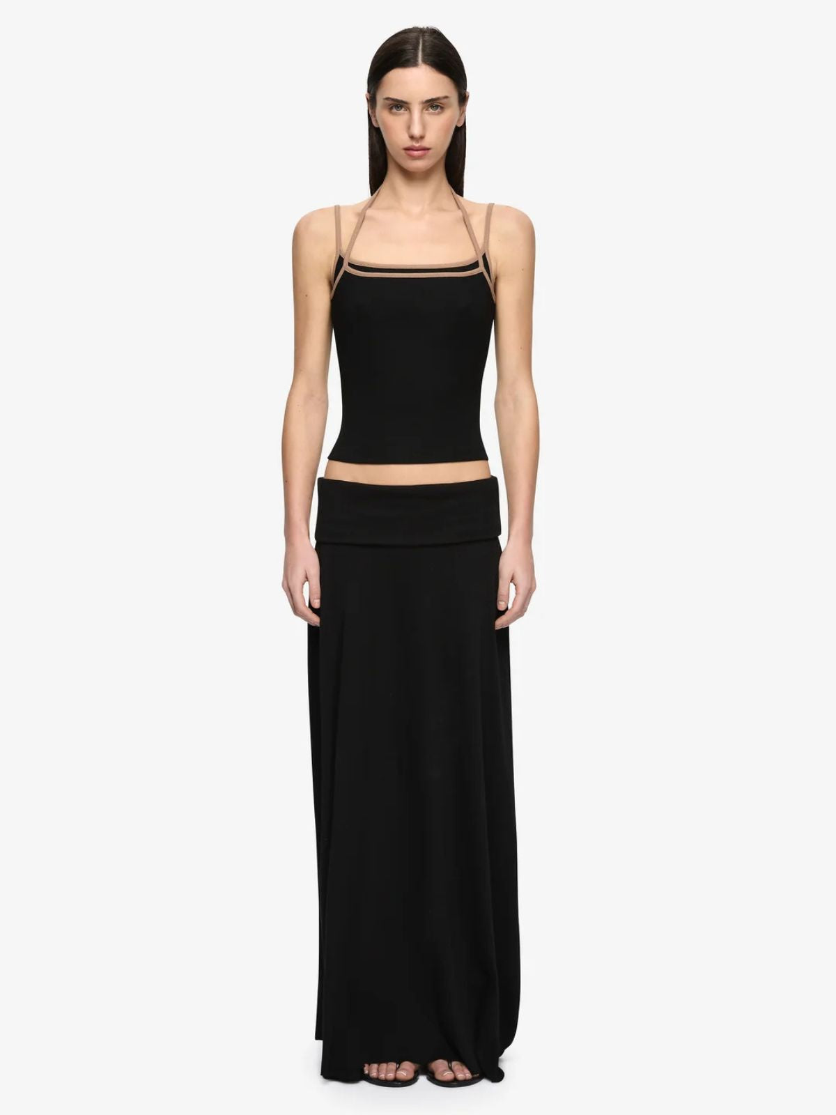 Azuri Layered Top - Black/Fawn