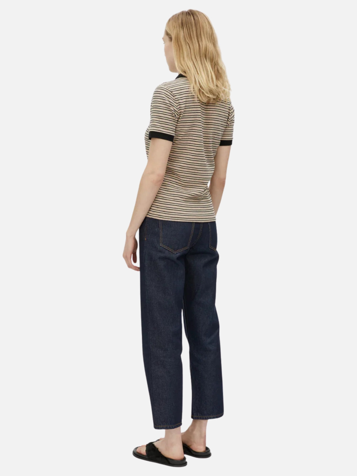 Platinum Short Sleeve Polo - Oat Stripe