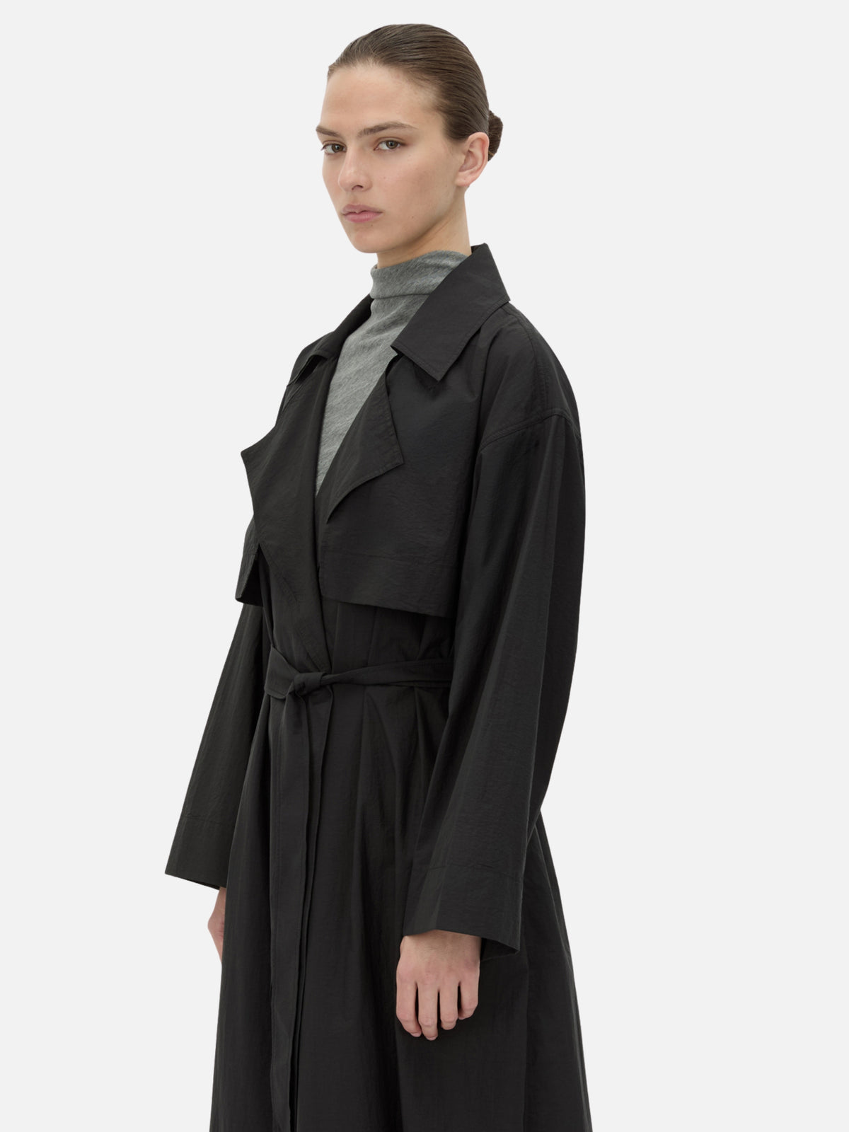 Rhia Sheer Full Length Trench - Black