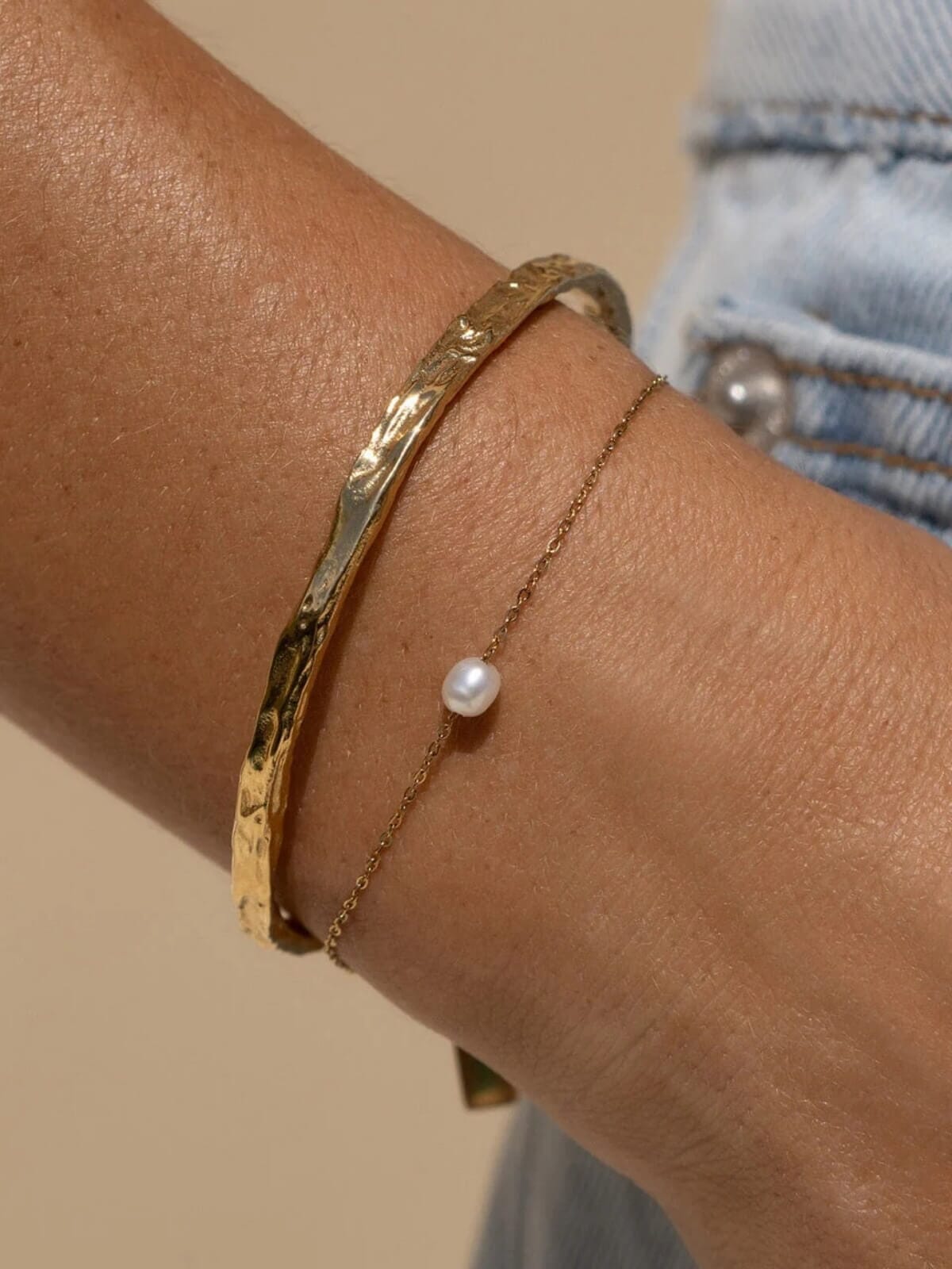 Cressida Pearl Bracelet - Gold Bracelets Arms Of Eve 