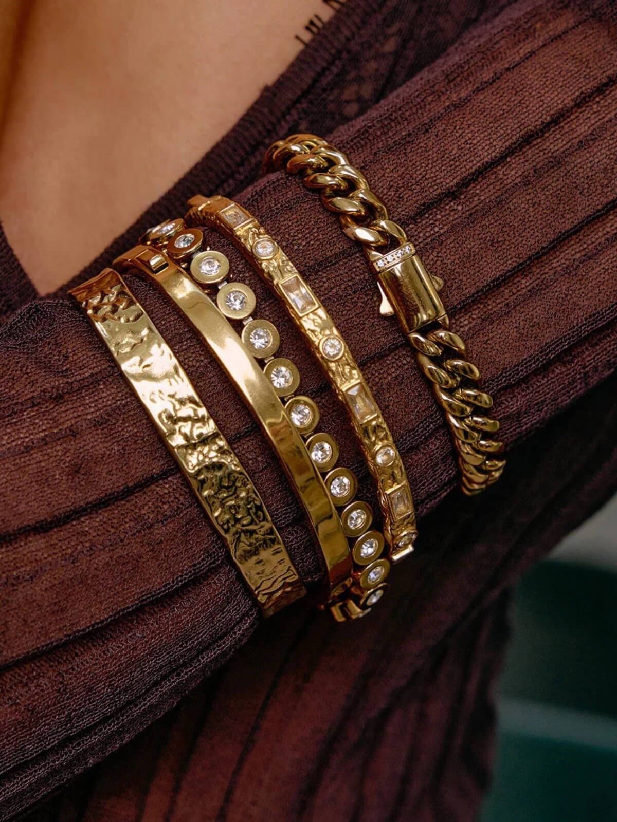Melrose Cuff Bracelet - Gold/Stone Bracelets Arms Of Eve 