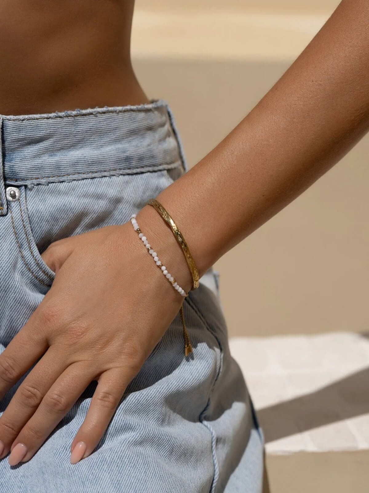 Myla Bracelet - Moonstone/Gold Bracelets Arms Of Eve 