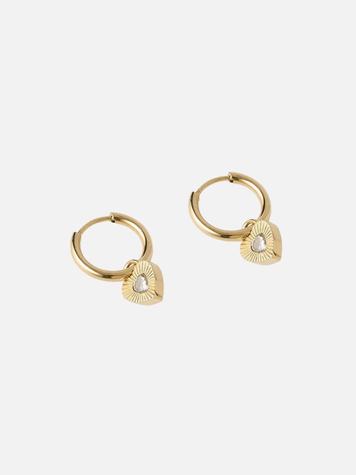 Arms Of Eve | Ruby Heart Earrings - Gold/Stone | Perlu