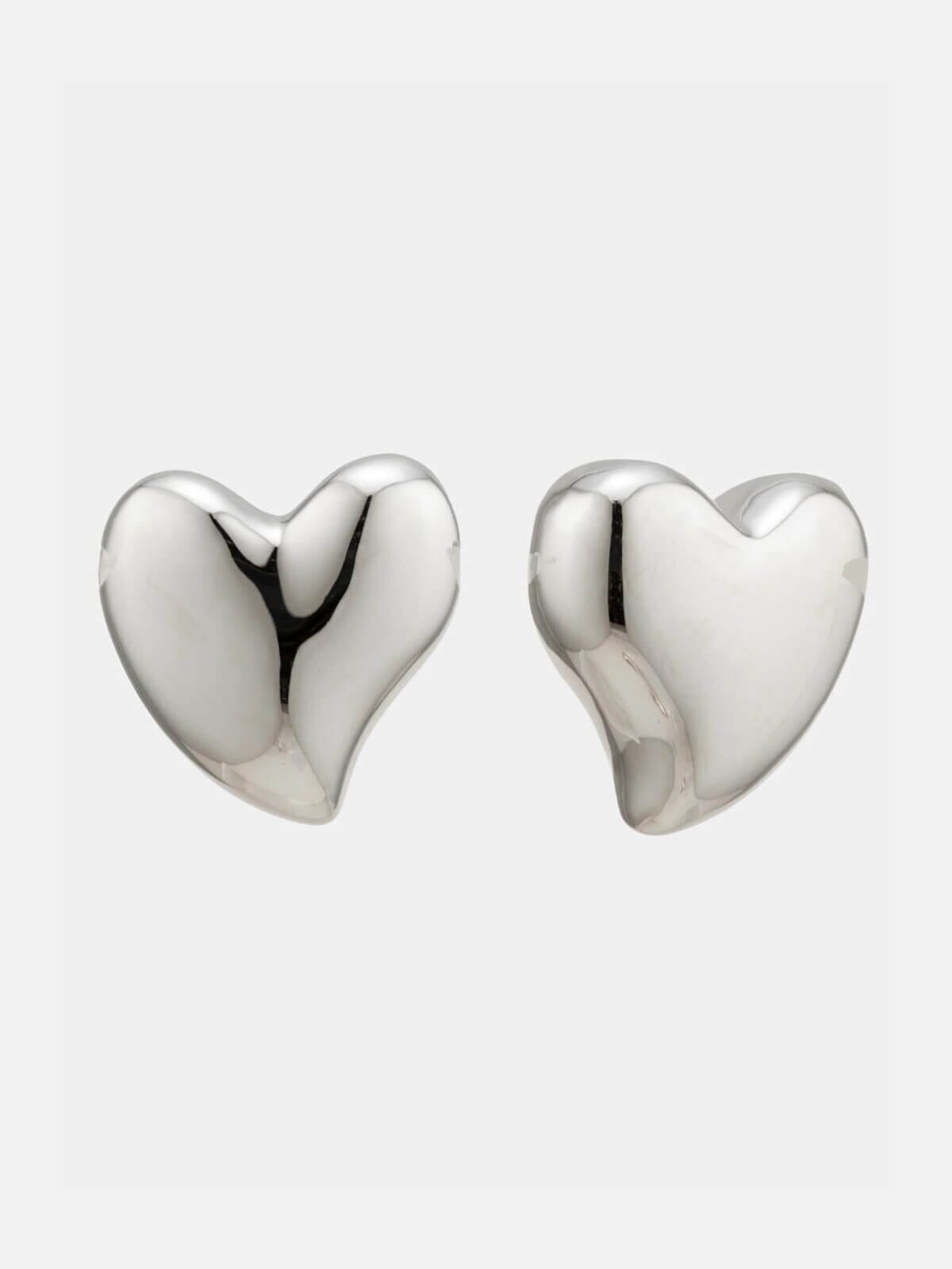 Bianko | Allure Maxi Heart Studs - Silver| Perlu