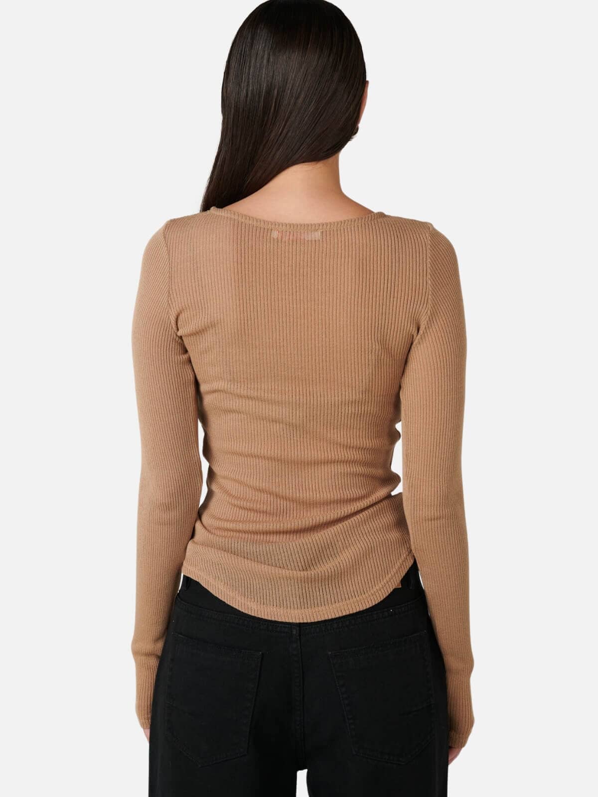 Bayse | Myles Crew Neck Top - Latte | Perlu