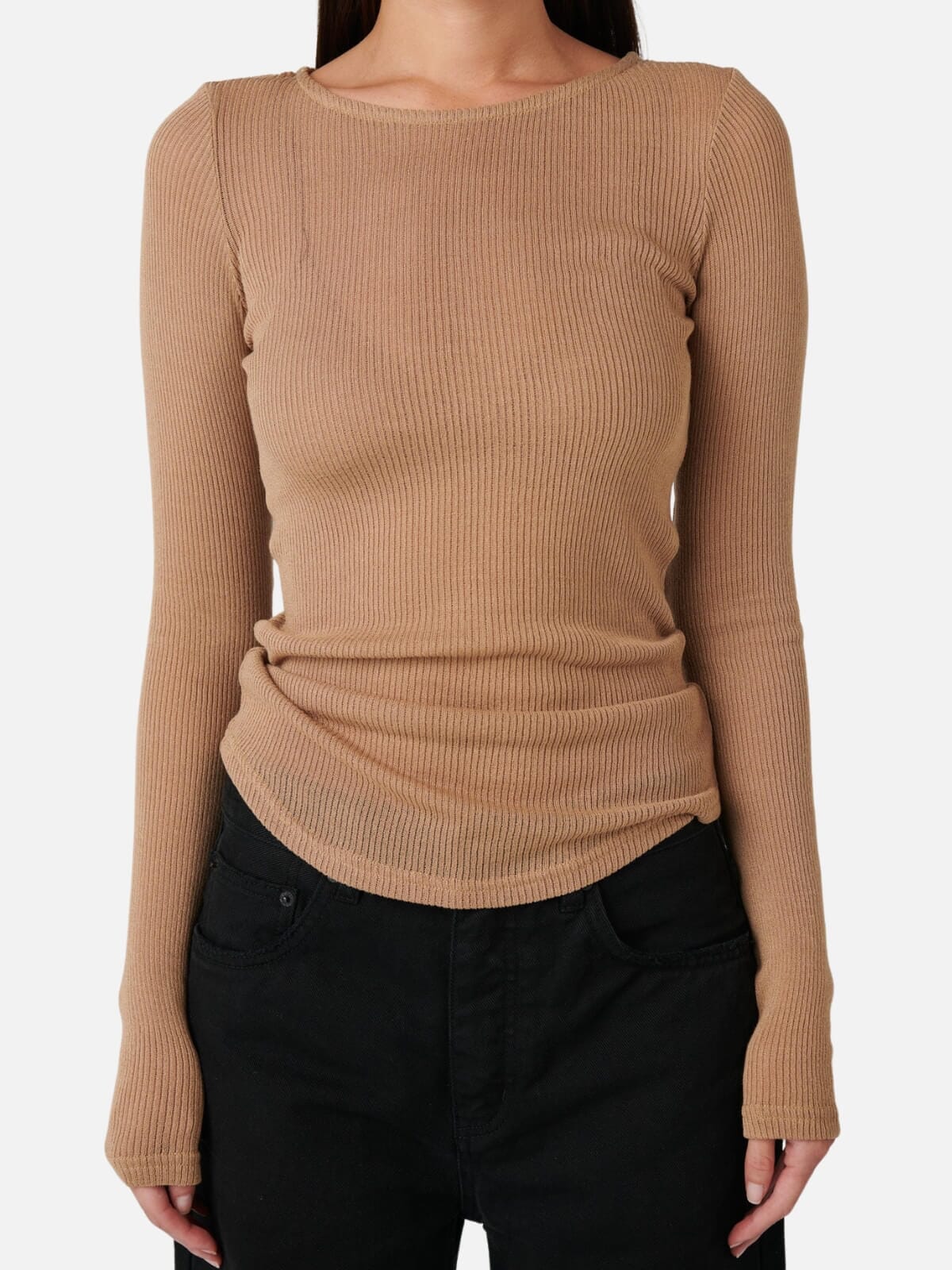 Bayse | Myles Crew Neck Top - Latte | Perlu