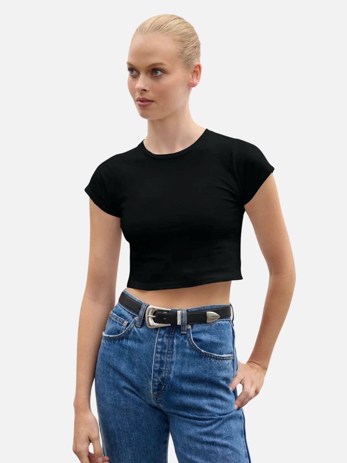 Bayse | Corey Cropped T-Shirt - Black | Perlu