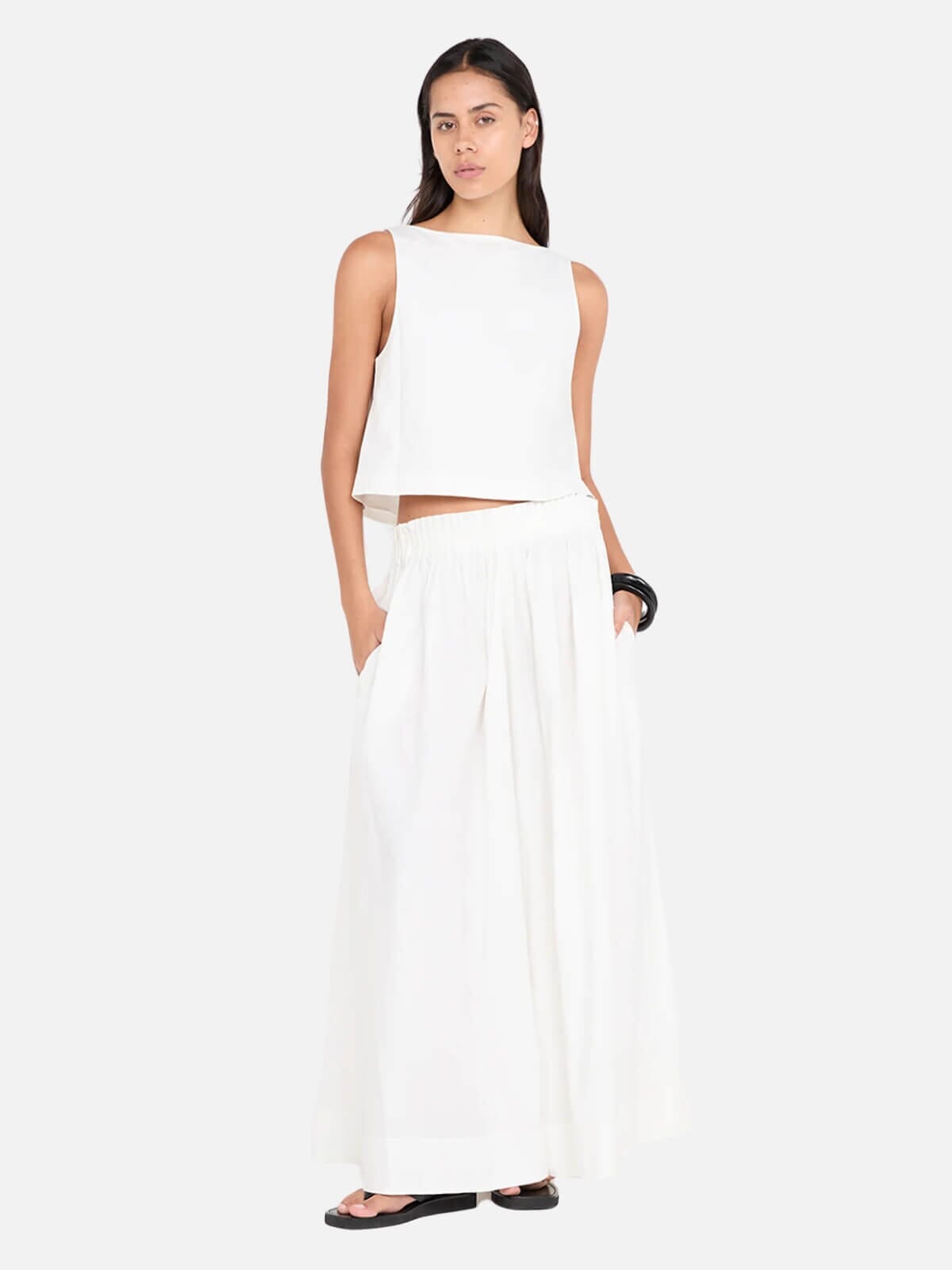 Aluca V Neck Top - White Tops Bec + Bridge 