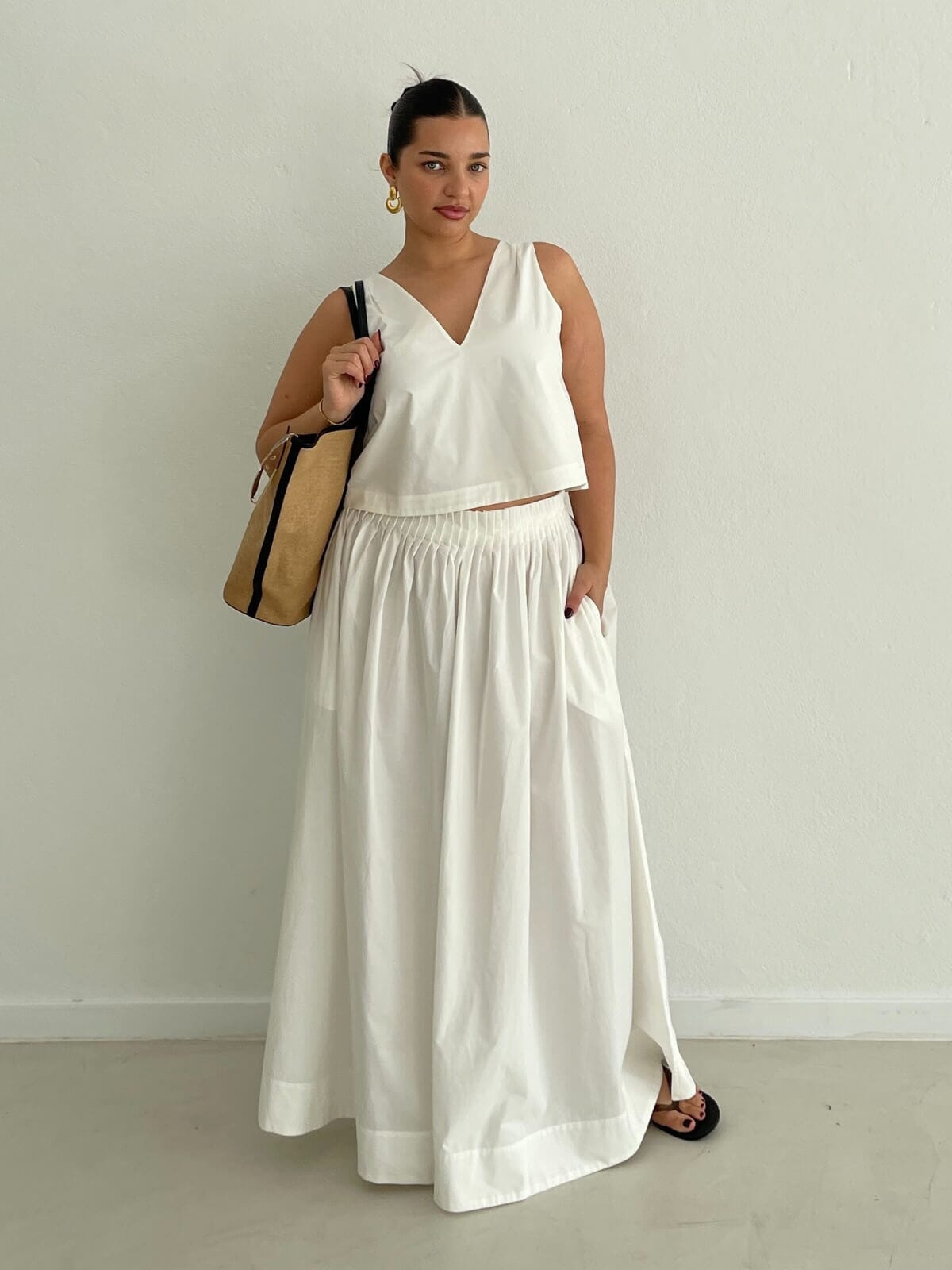 Aluca V Neck Top - White Tops Bec + Bridge 