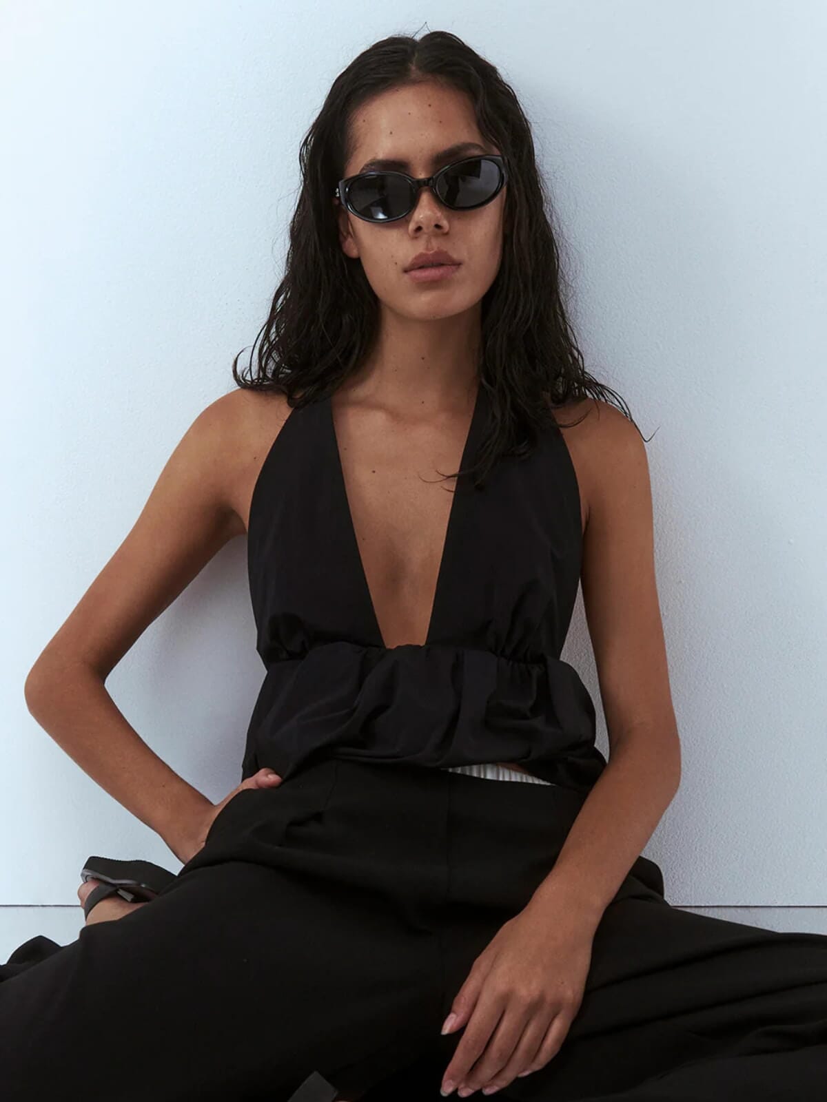 Apolline Halter Top - Black Tops Bec + Bridge 