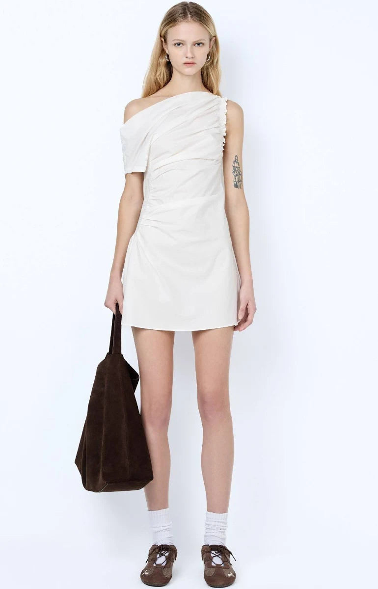 Chantal Shirred Mini Dress - White