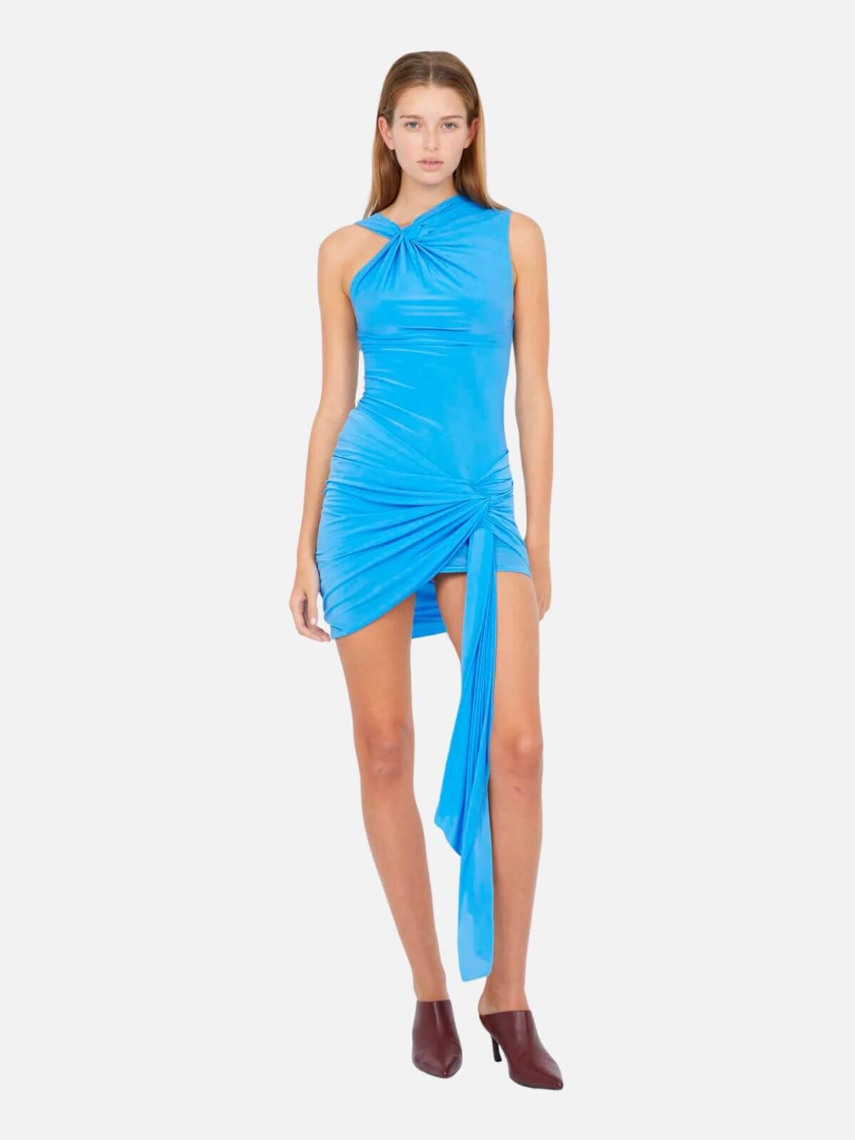 Bec + Bridge | Delany Drape Mini Dress - Azure | Perlu