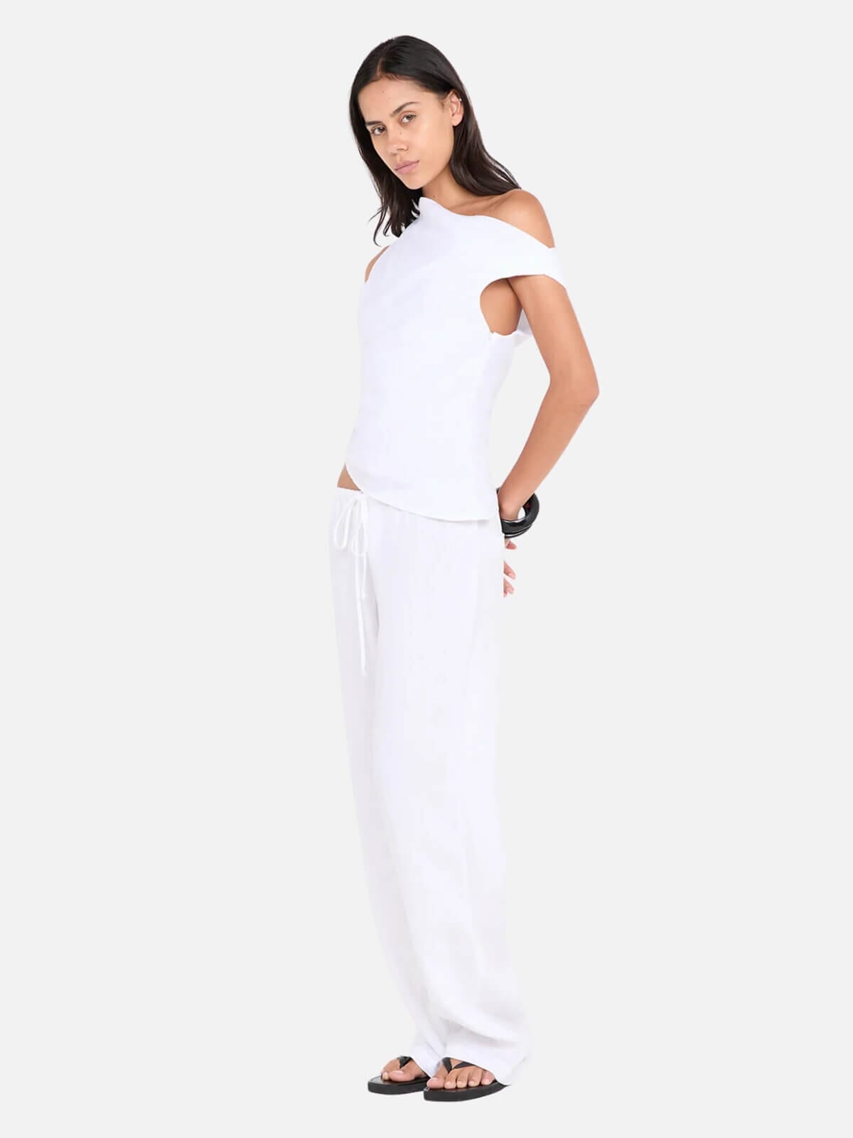 Elyce Asym Top - White Tops Bec + Bridge 