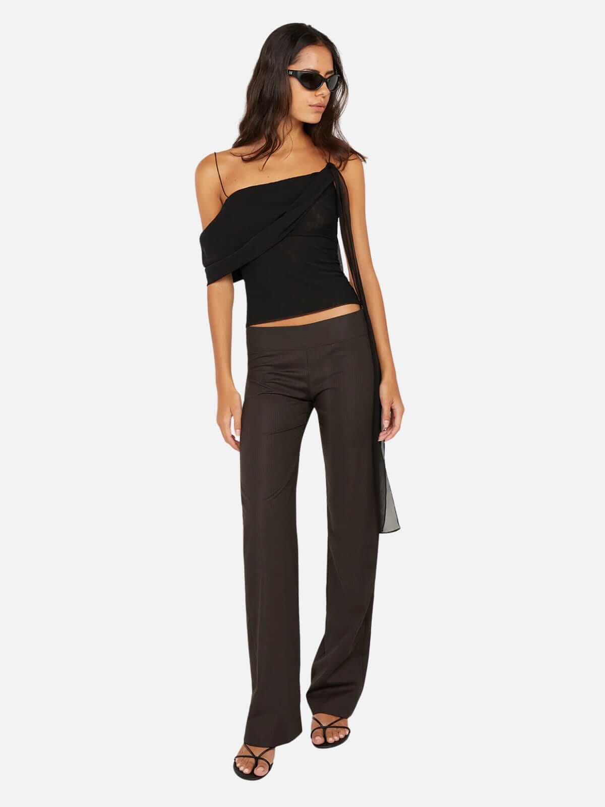 Ingrid Pant - Choc Pinstripe Pants Bec + Bridge 