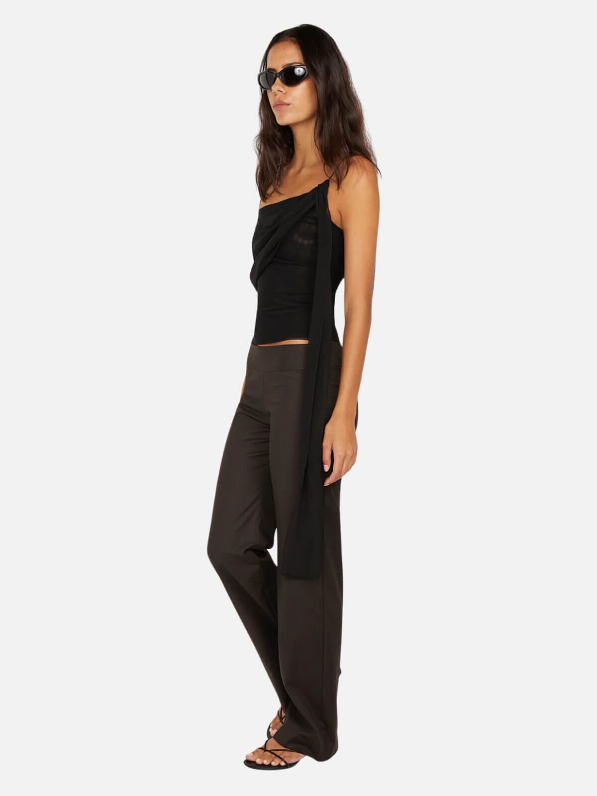 Ingrid Pant - Choc Pinstripe Pants Bec + Bridge 