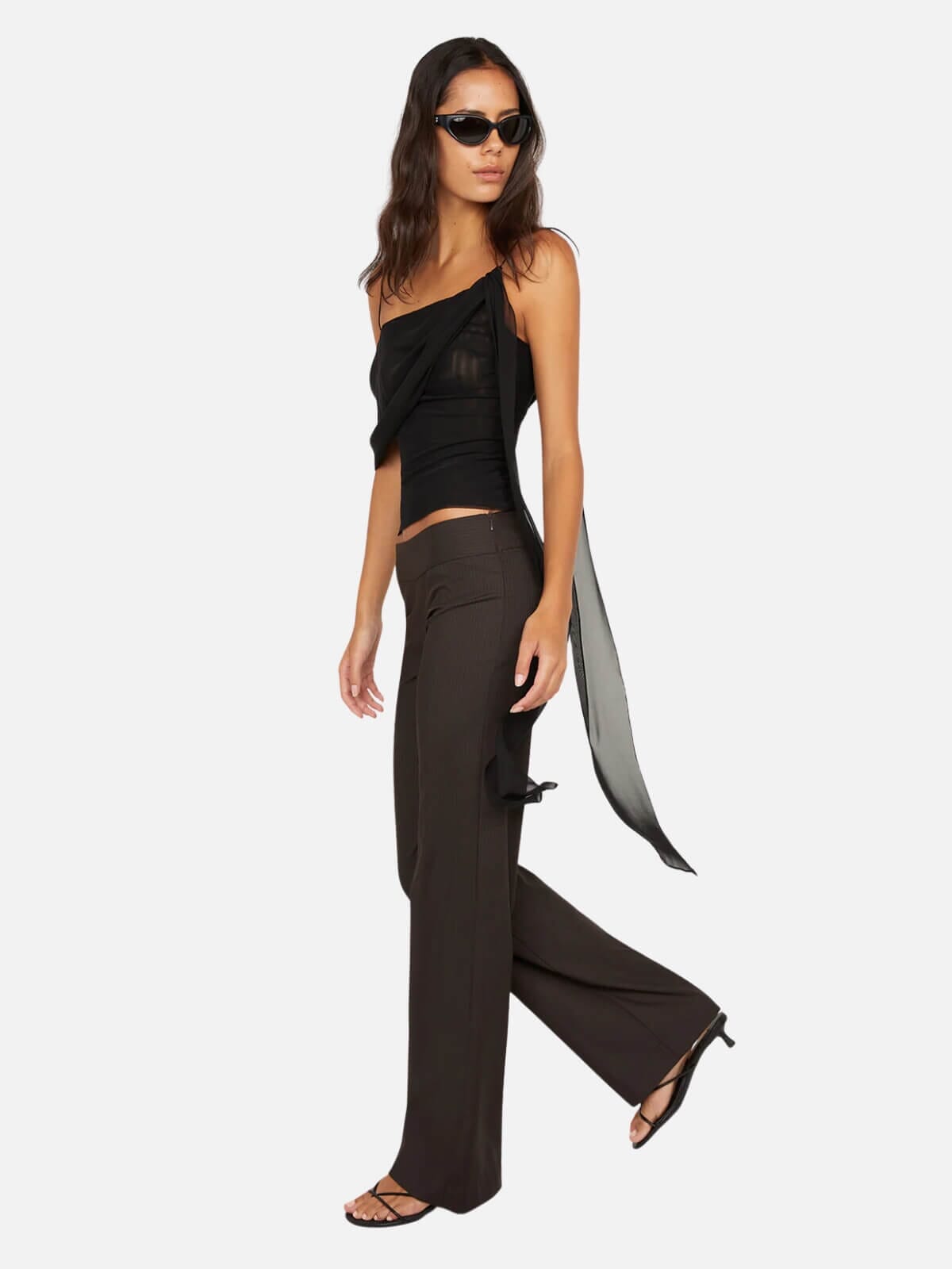 Ingrid Pant - Choc Pinstripe Pants Bec + Bridge 