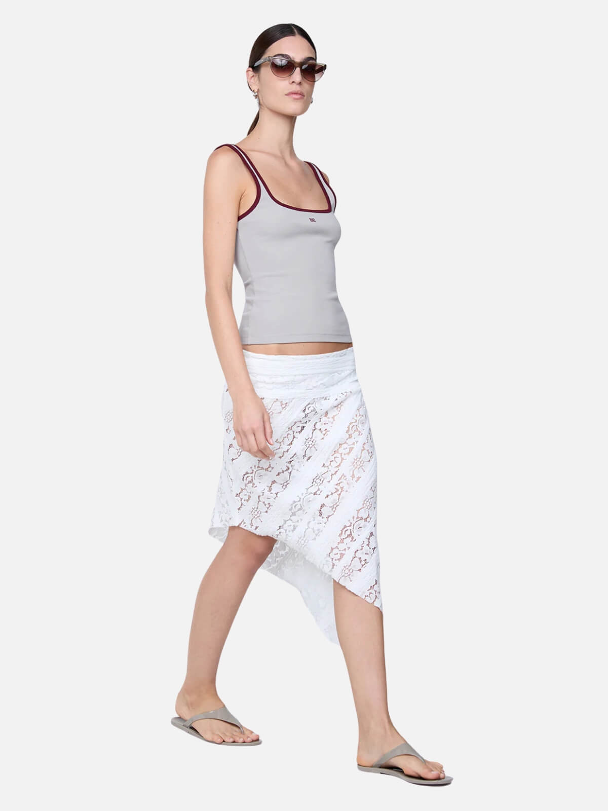 Lana Square Neck Tank - Dove Grey/Plum