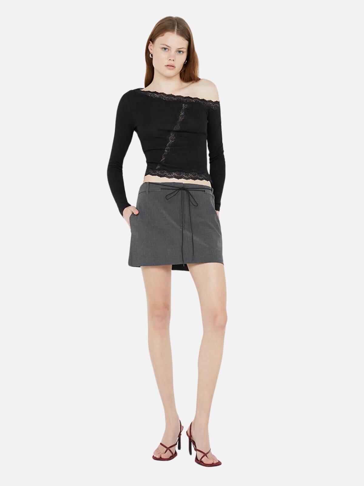 Bec + Bridge | Naida Mini Skirt - Charcoal | Perlu