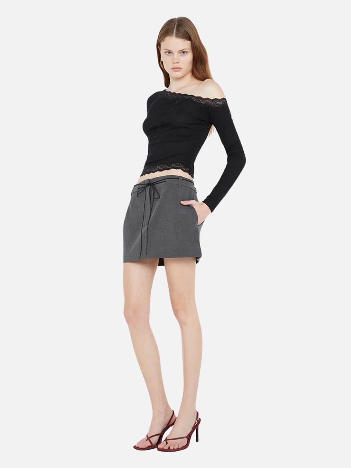 Bec + Bridge | Naida Mini Skirt - Charcoal | Perlu