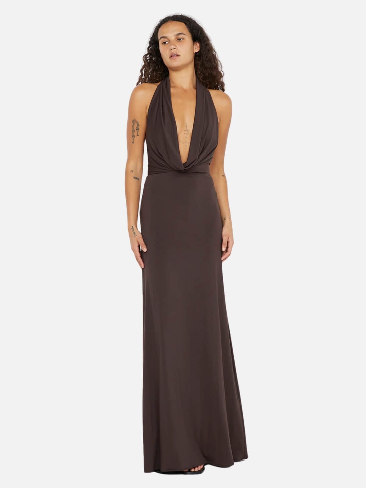 Nessie Cowl Maxi Dress - Dark Chocolate Dresses & Jumpsuits Bec + Bridge 