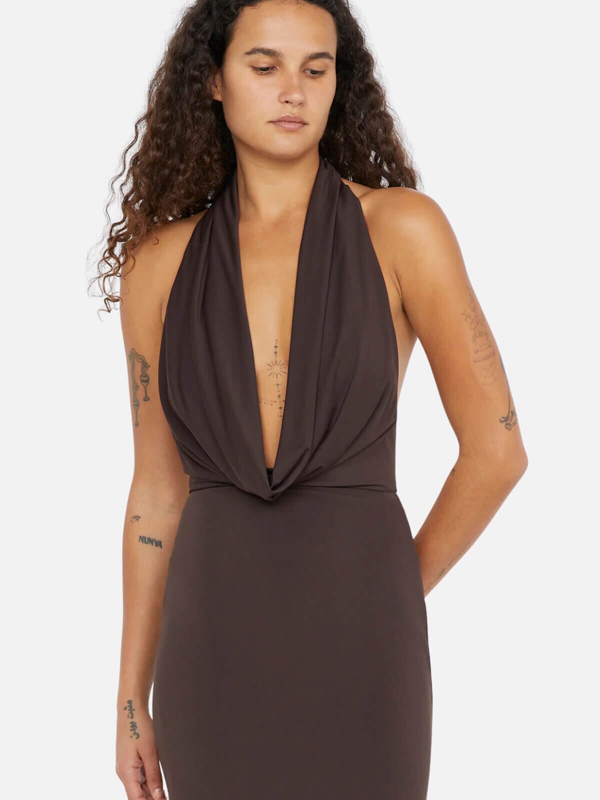 Nessie Cowl Maxi Dress - Dark Chocolate Dresses & Jumpsuits Bec + Bridge 