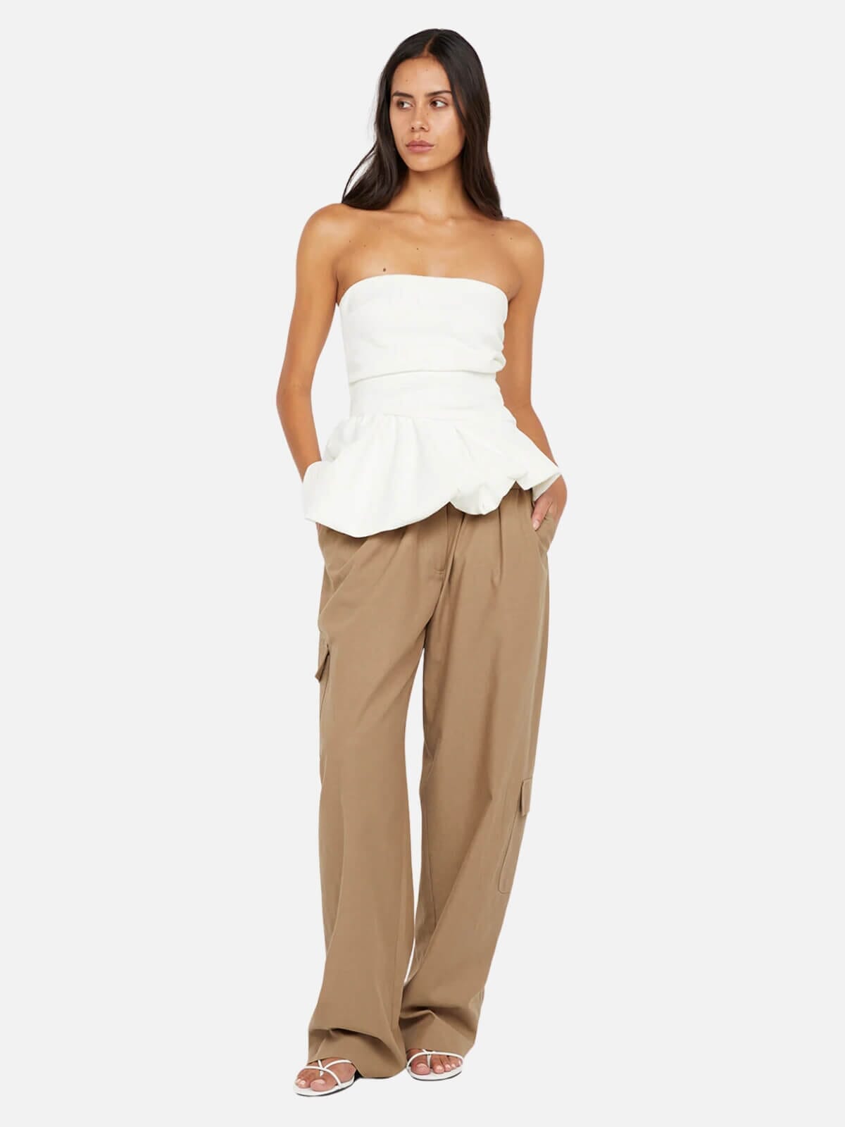 Rowena Strapless Top - White Tops Bec + Bridge 