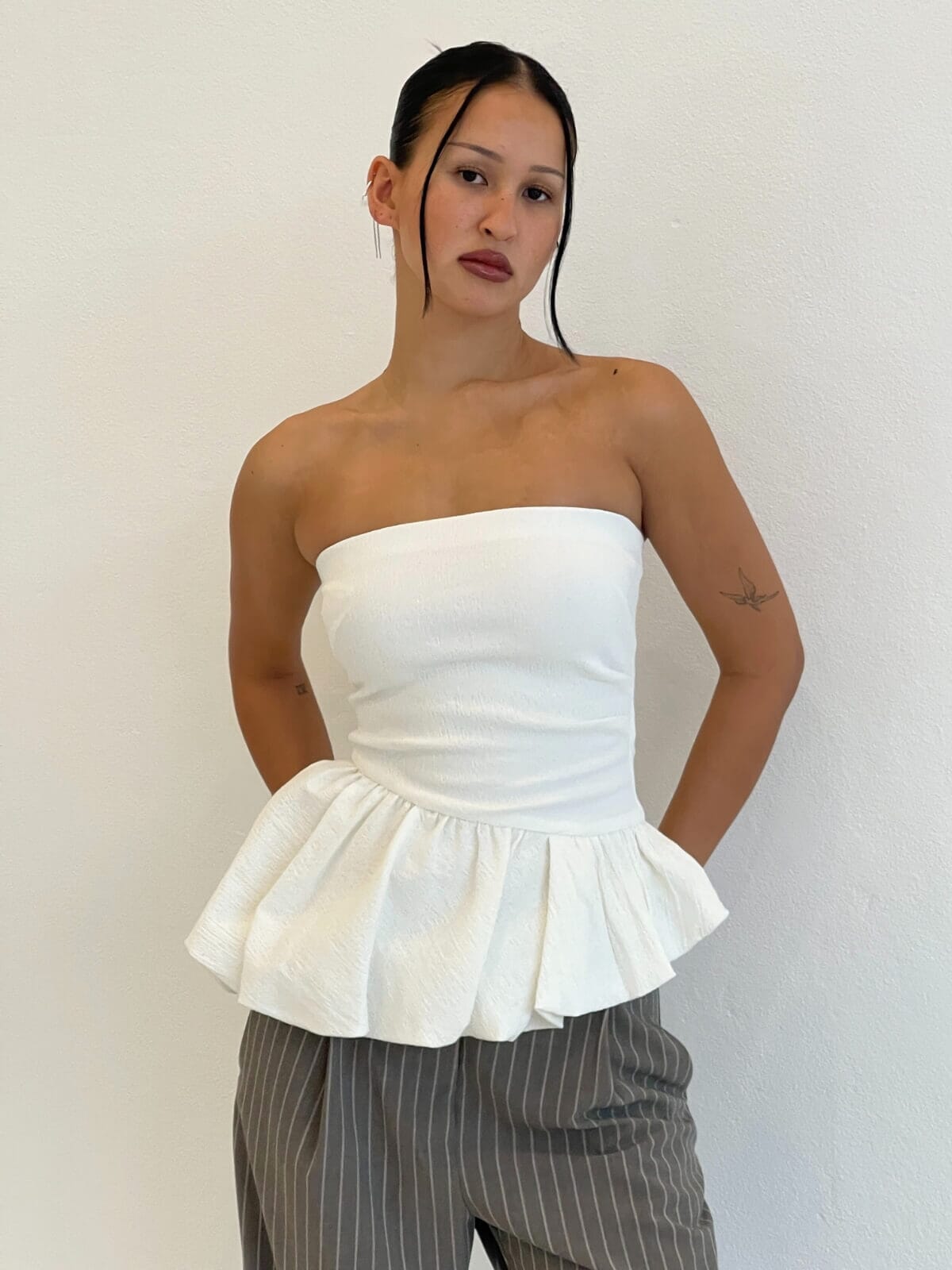 Rowena Strapless Top - White Tops Bec + Bridge 