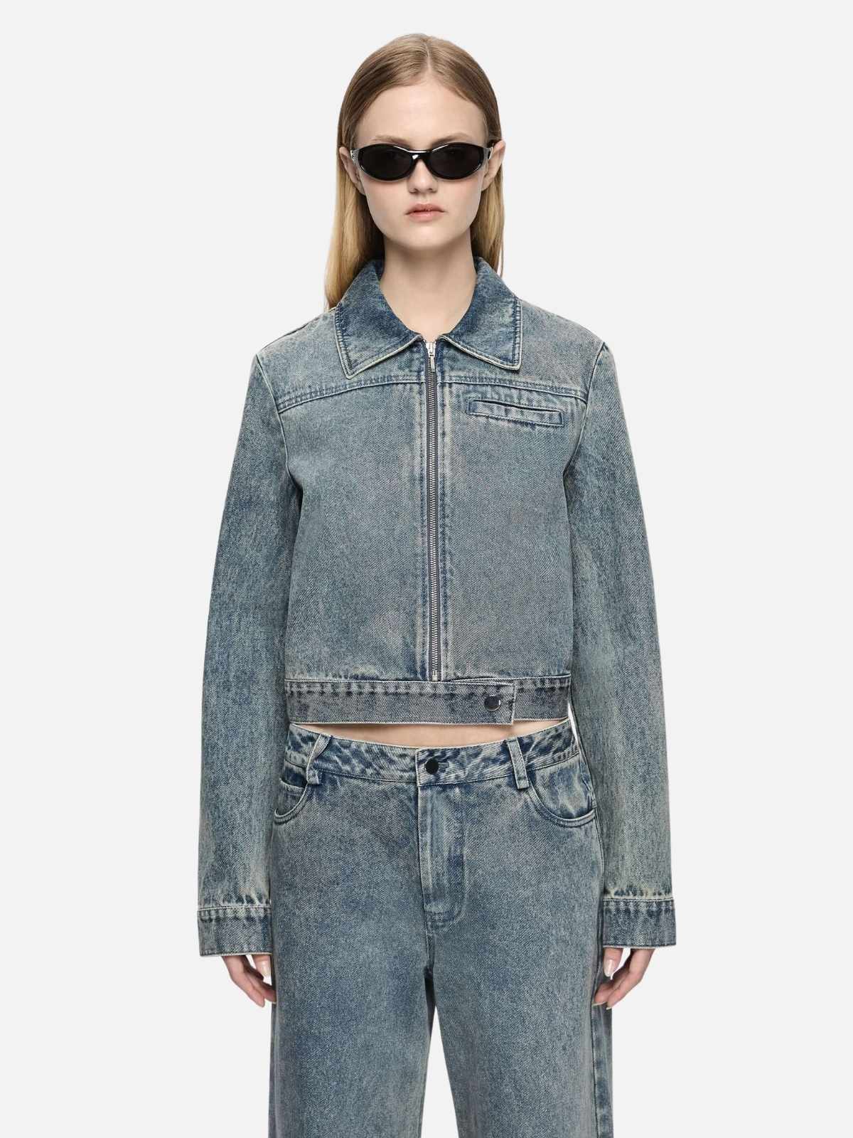 Teo Cropped Jacket - Vintage Blue