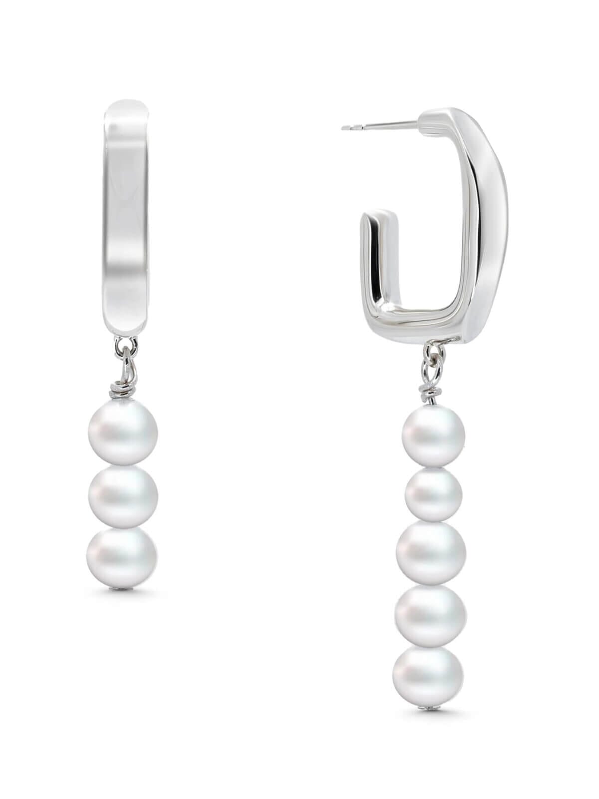 Bianko | Lago Pearl Drop Earrings - Sterling Silver | Perlu