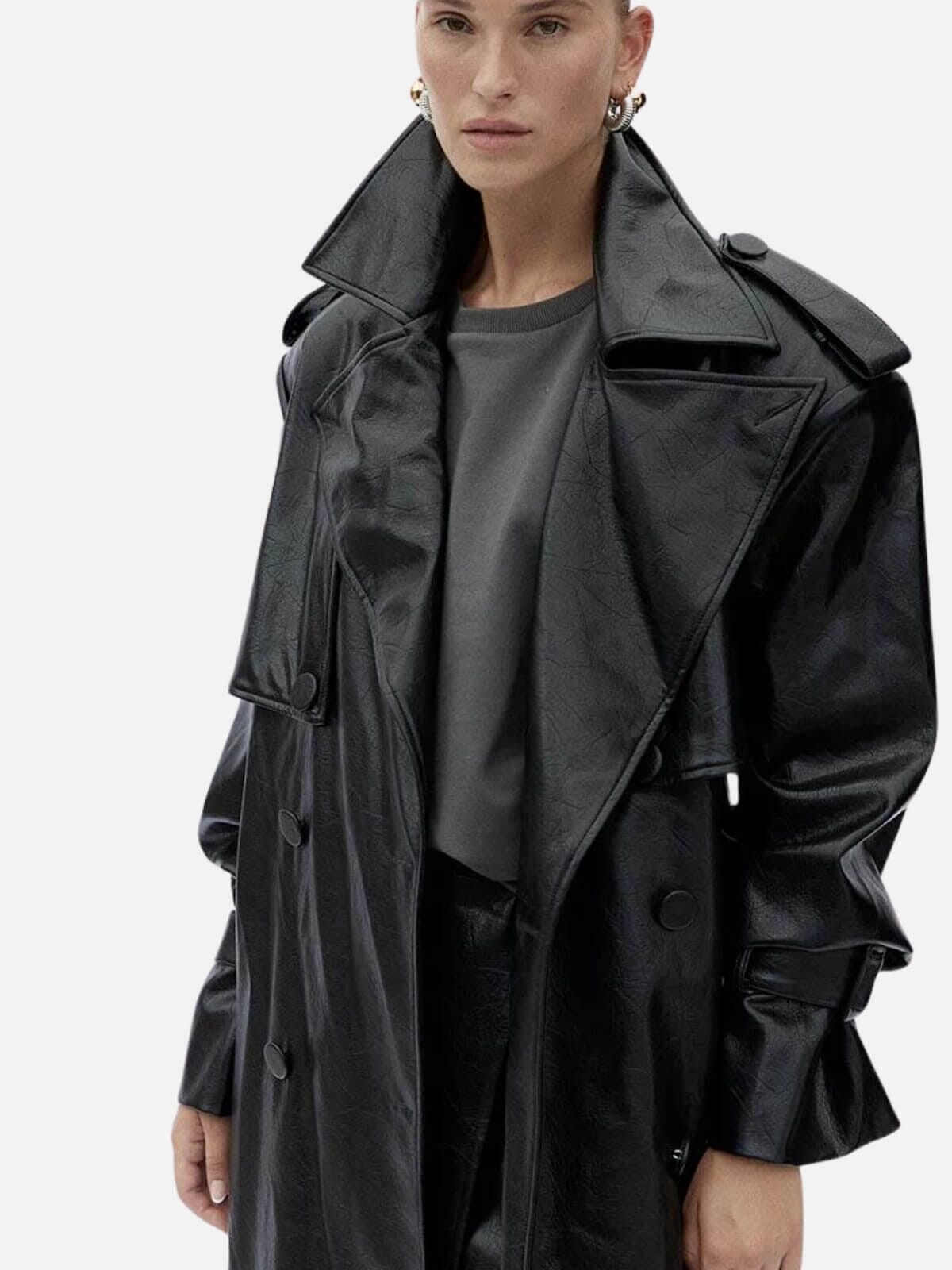 BLANCA | Hailey Trench - Black | Perlu