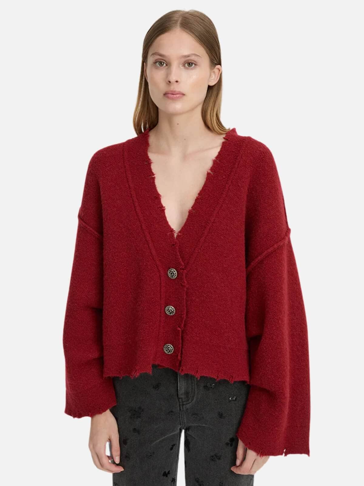 Pepa Cardigan - Burgundy Jumpers & Knitwear BLANCA 