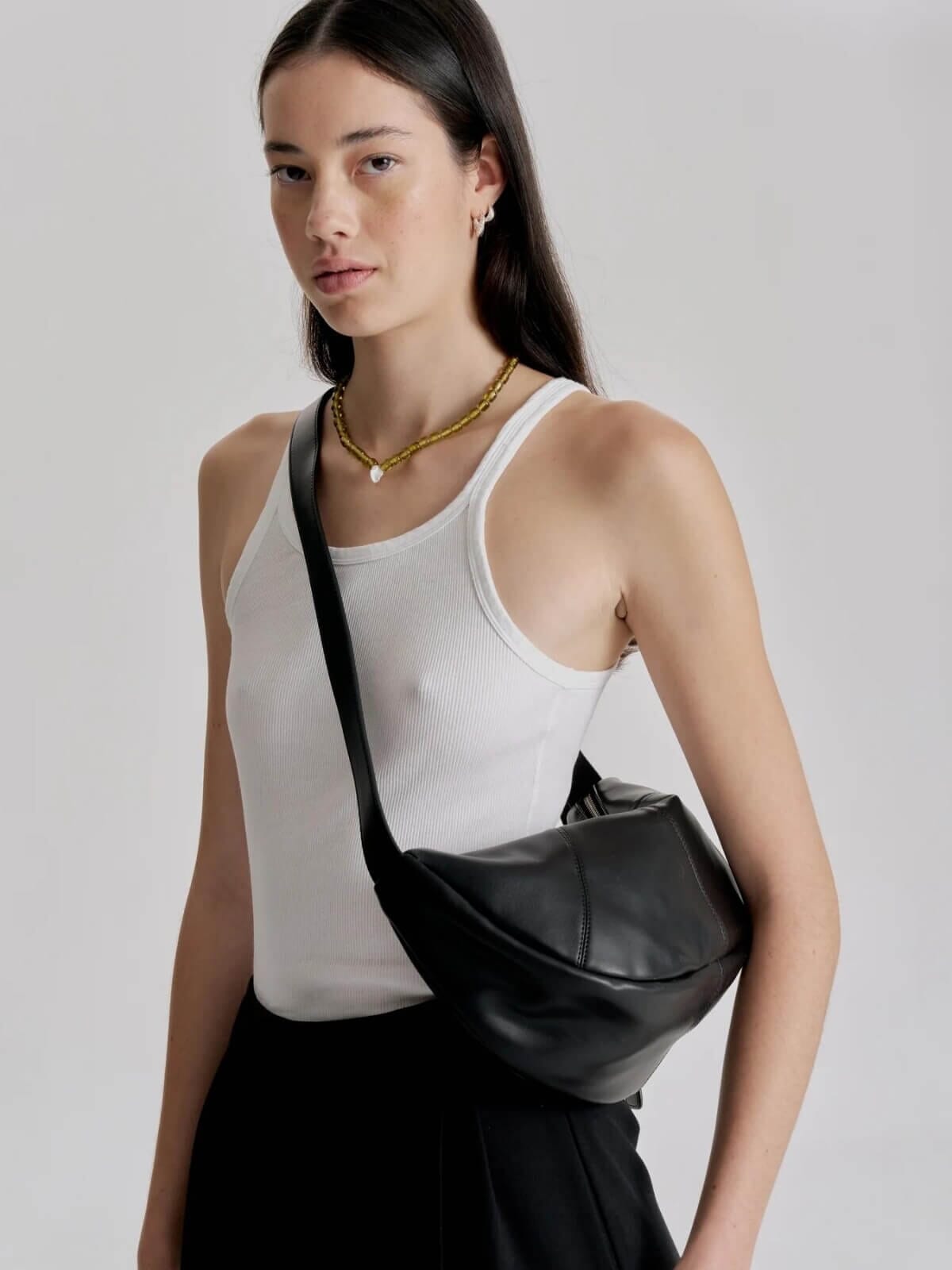 Brie Leon | Mischa Crescent Bag - Black | Perlu