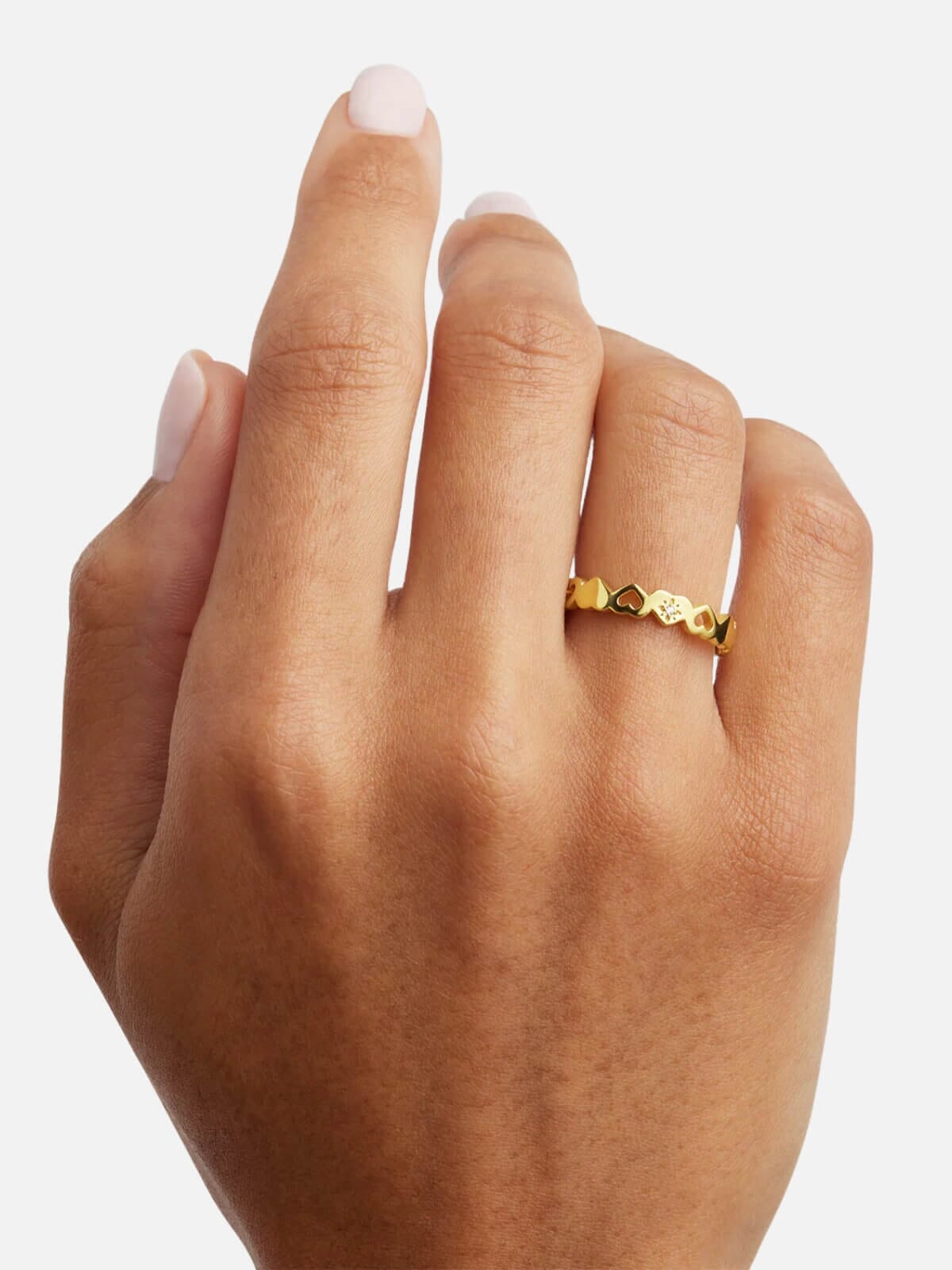 By Charlotte | 18k Gold Vermeil Connected Hearts Ring | Perlu