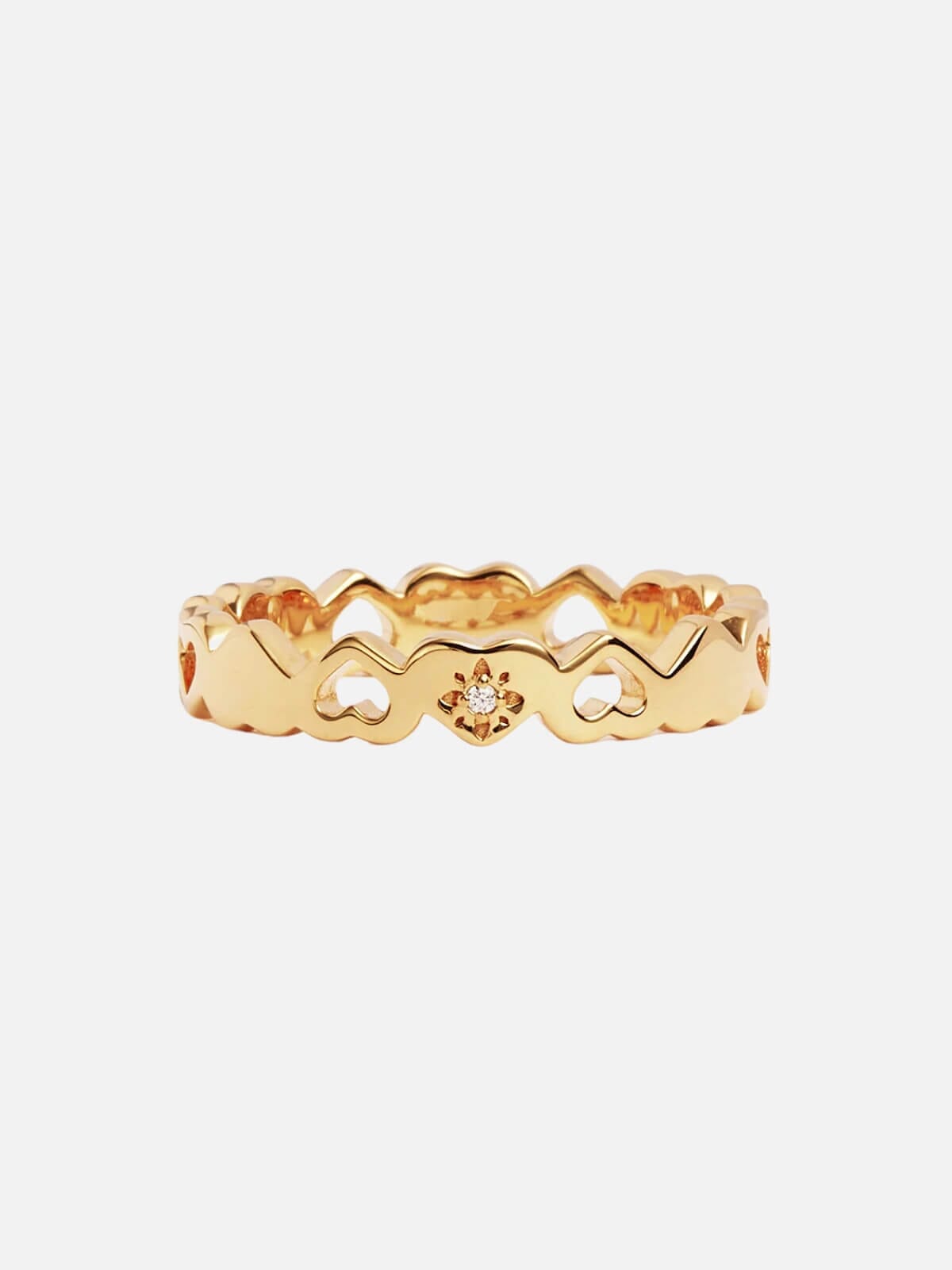 By Charlotte | 18k Gold Vermeil Connected Hearts Ring | Perlu