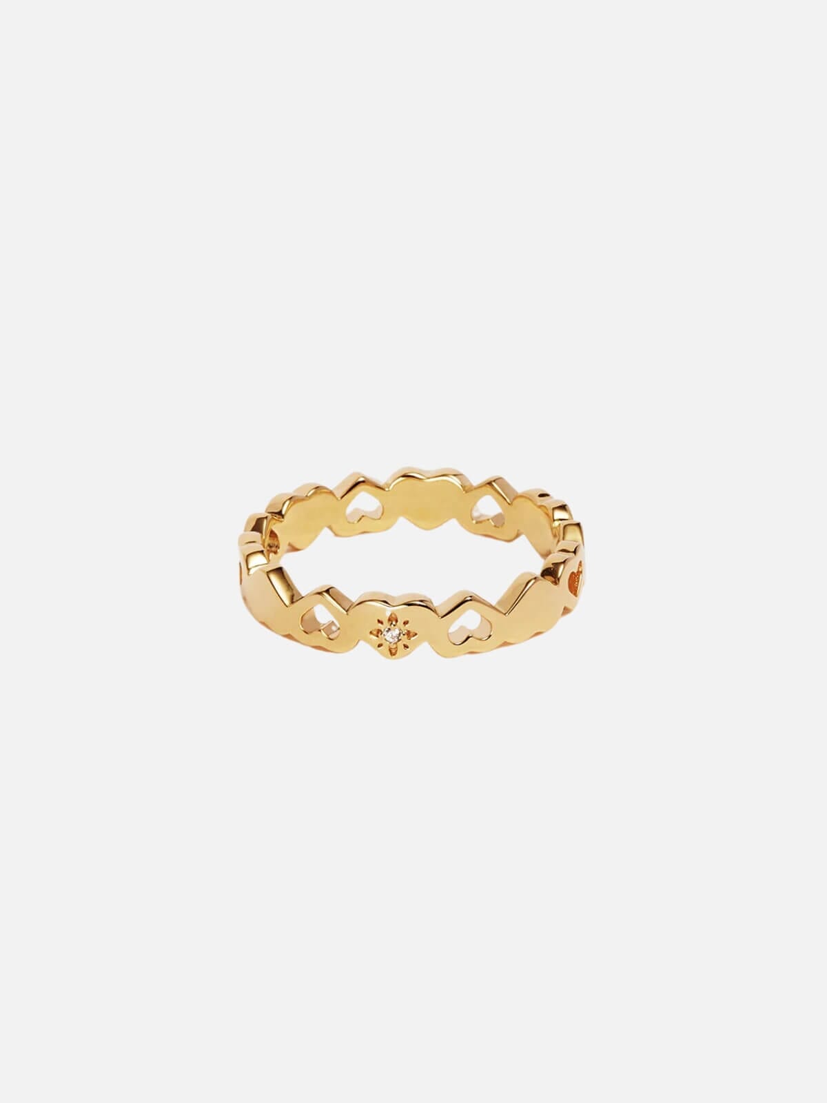 By Charlotte | 18k Gold Vermeil Connected Hearts Ring | Perlu