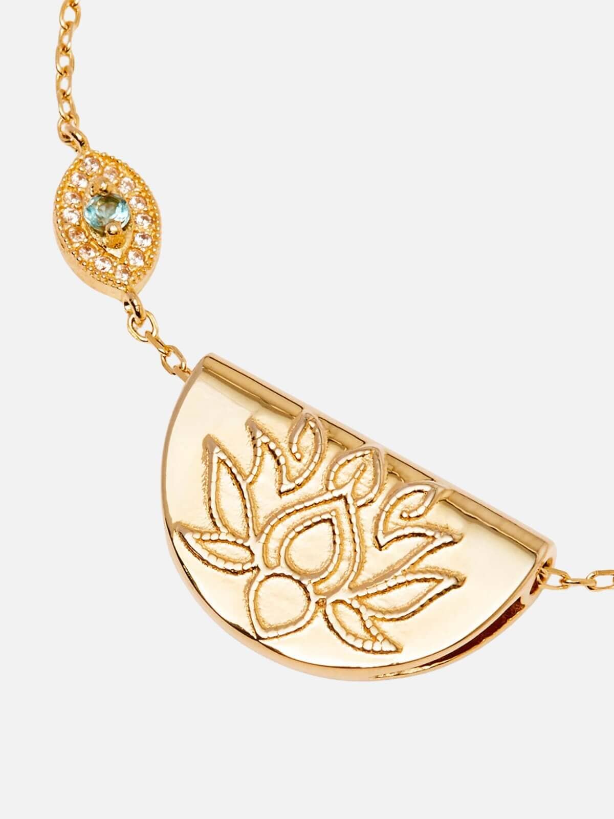 18k Gold Vermeil Eye of Peace Lotus Necklace Necklaces By Charlotte 