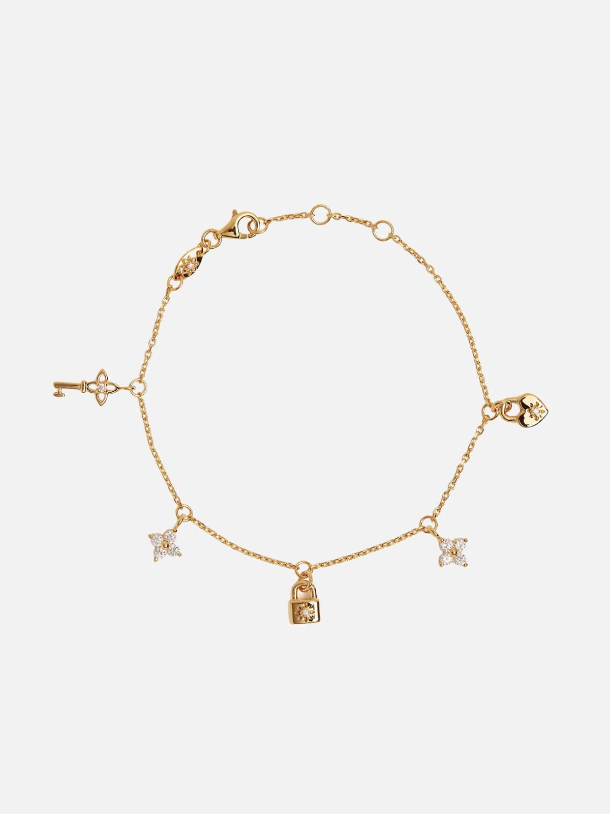 By Charlotte | 18k Gold Vermeil Love Unlocked Charm Bracelet | Perlu