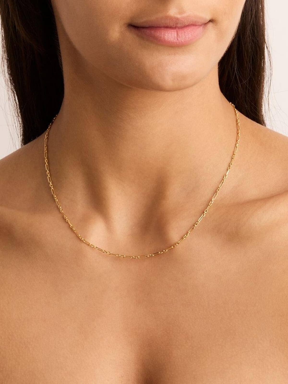 By Charlotte | 19" Mixed Link Chain Necklace - Gold | Perlu