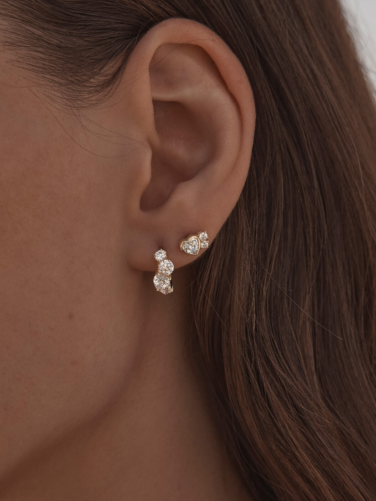 Dream Lover Heart Stud Earrings - 18K Gold