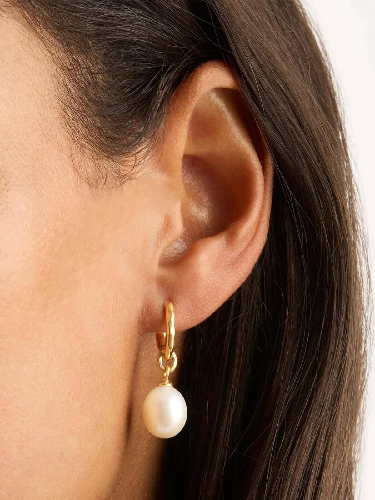 Embrace Stillness Pearl Hoops - Gold Earrings By Charlotte 