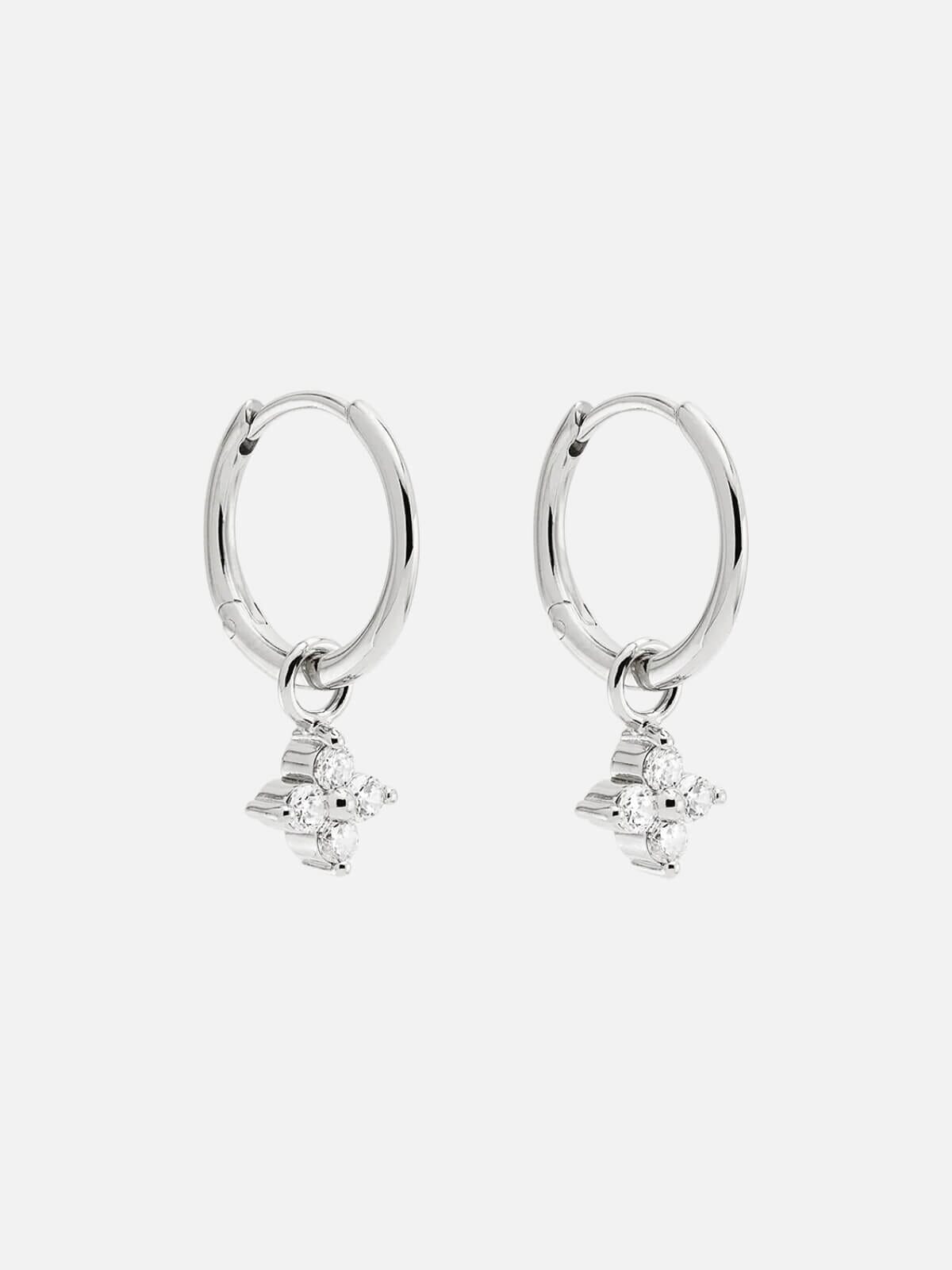 By Charlotte | Sterling Silver Crystal Bloom Hoops | Perlu 