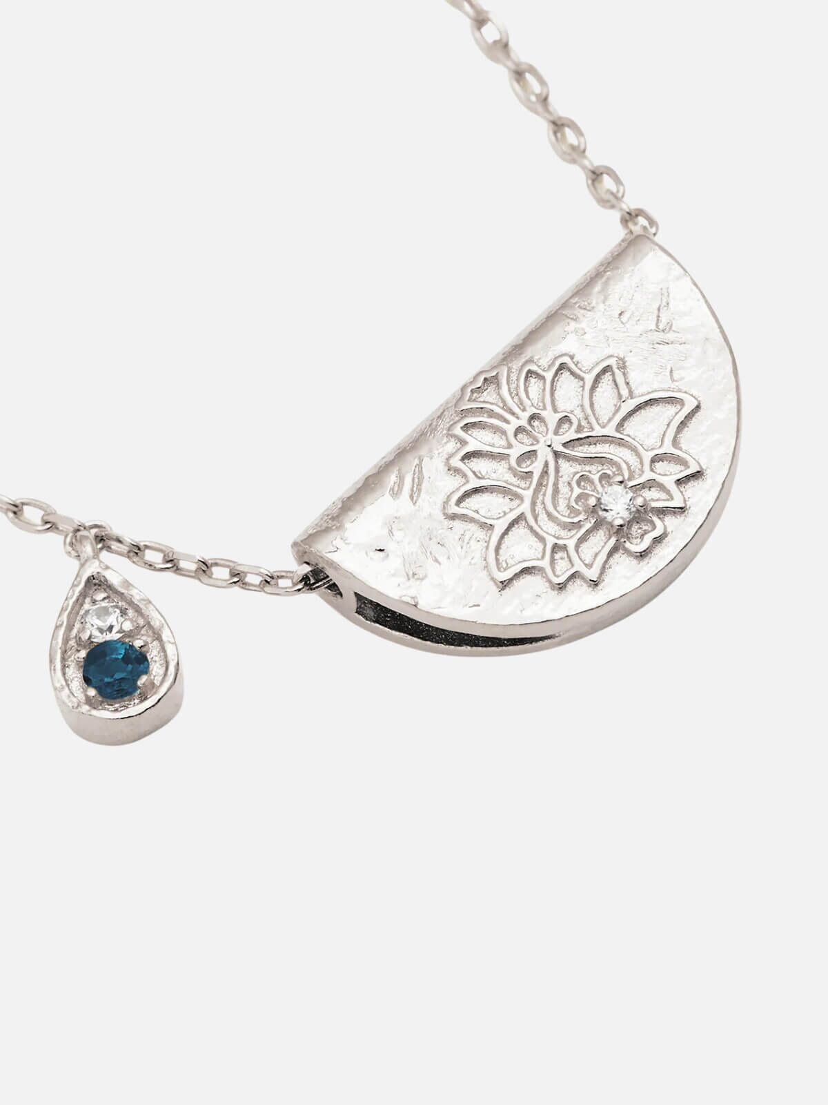 Sterling Silver Lotus Birthstone Necklace - December | Blue Topaz Necklaces By Charlotte 