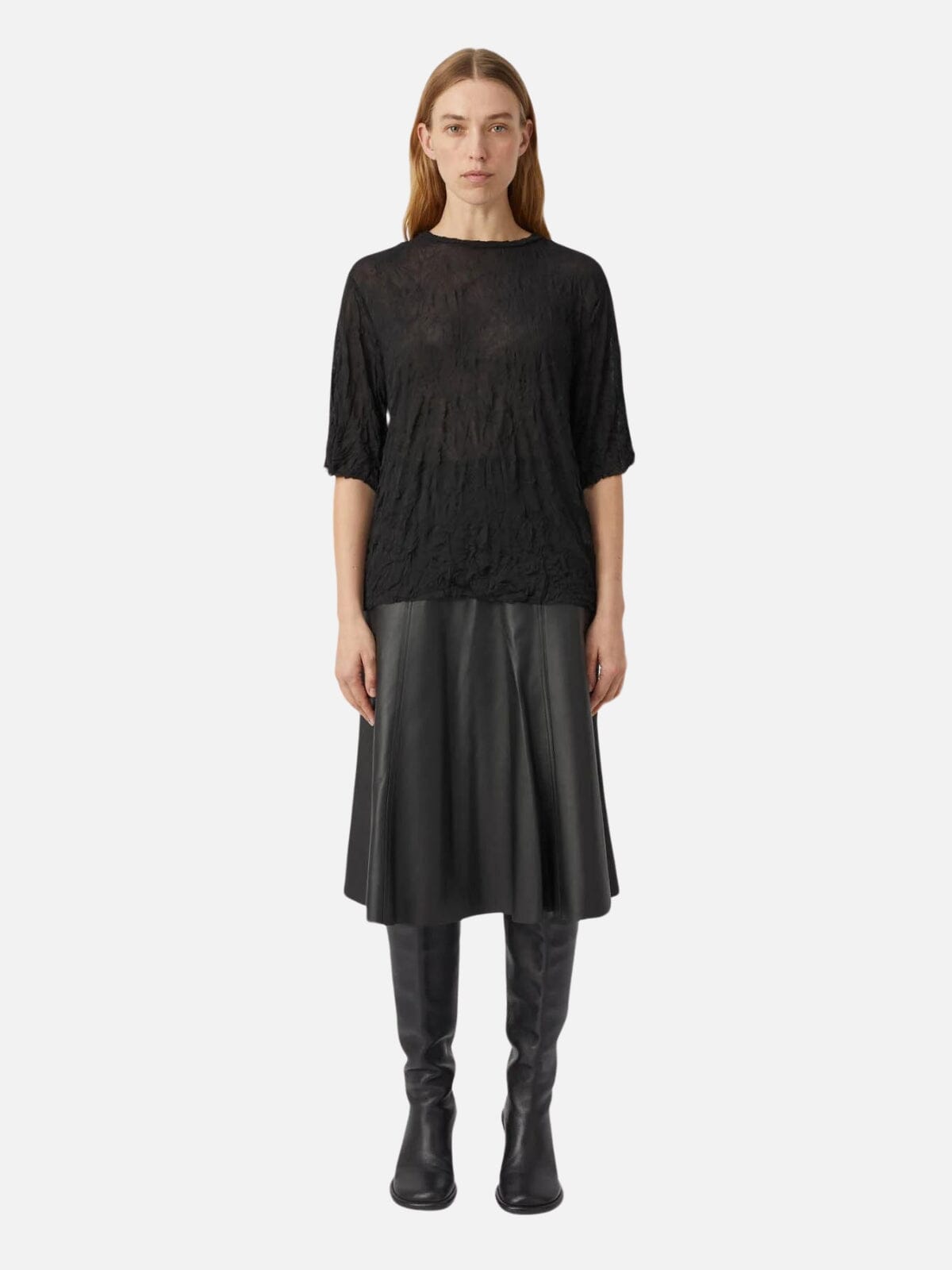 Camilla and Marc | Adorn Crushed Mesh Tee - Black | Perlu