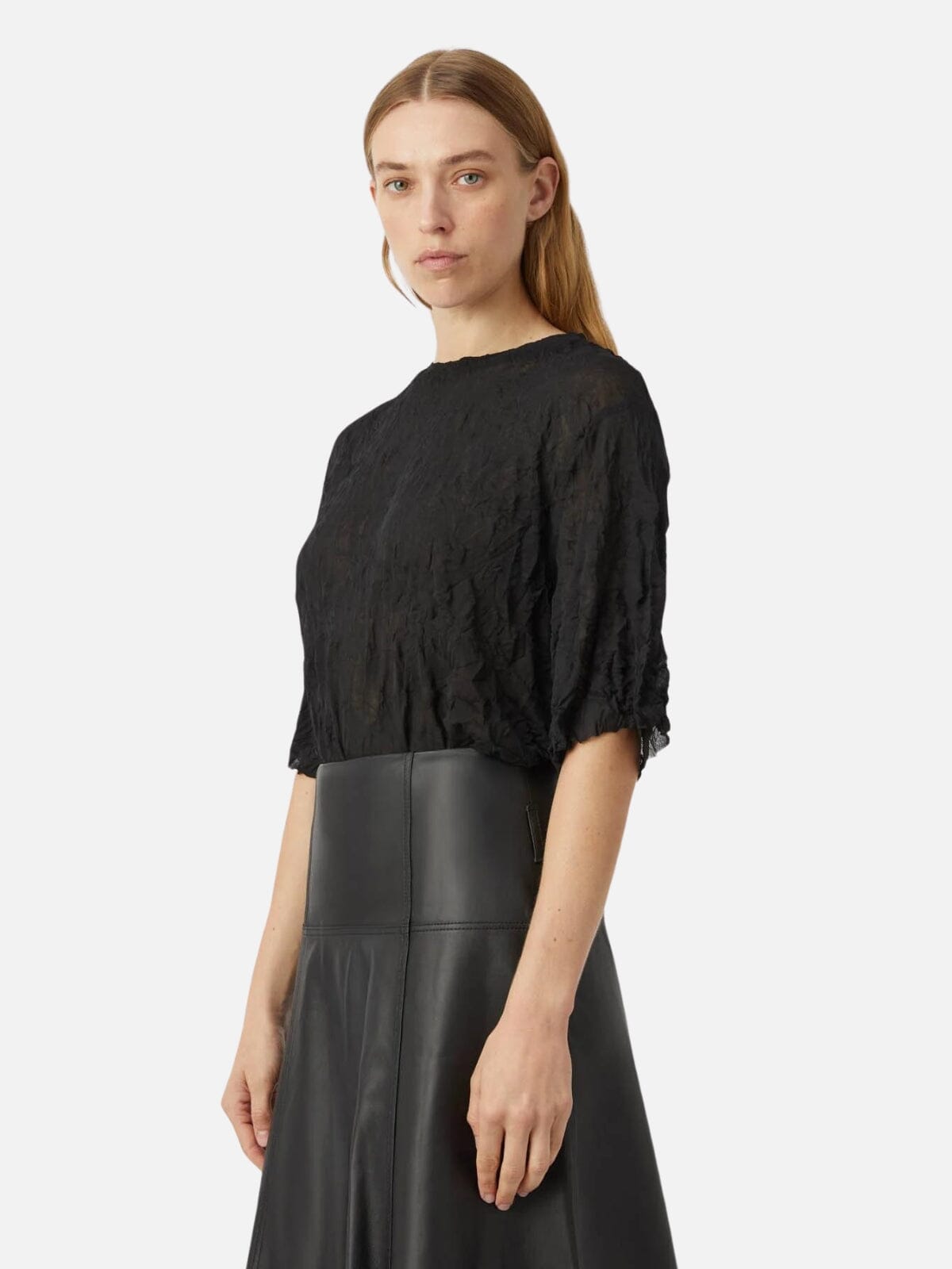 Camilla and Marc | Adorn Crushed Mesh Tee - Black | Perlu