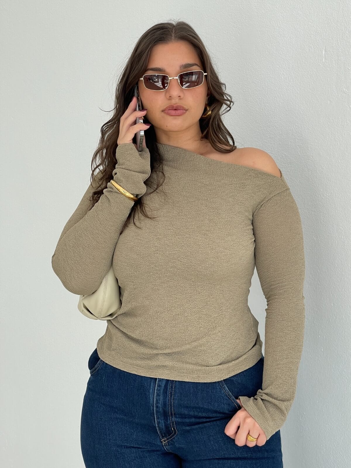 Cali Textured Long Sleeve Top - Sage Tops Camilla and Marc 