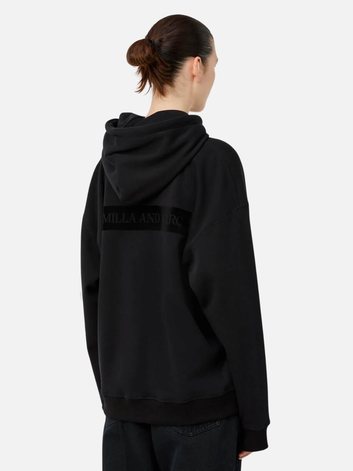 Camilla and Marc | Grid Flocking Logo Hoodie - Black | Perlu