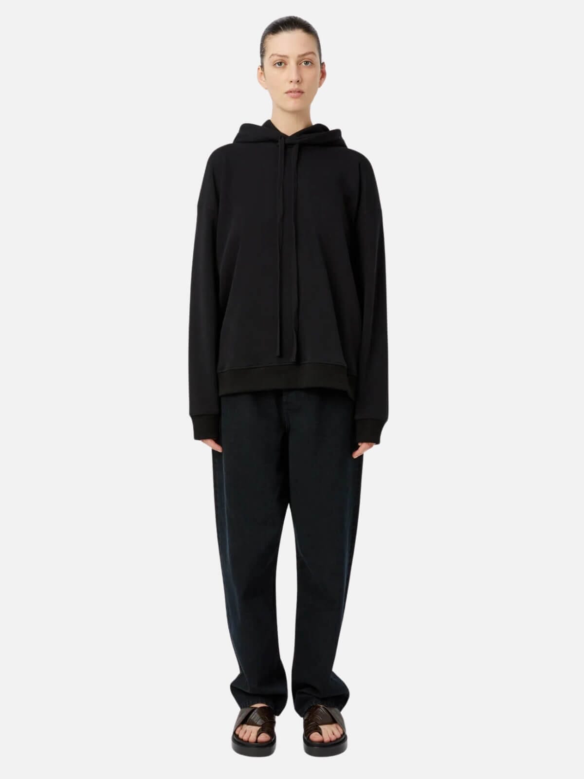 Camilla and Marc | Grid Flocking Logo Hoodie - Black | Perlu