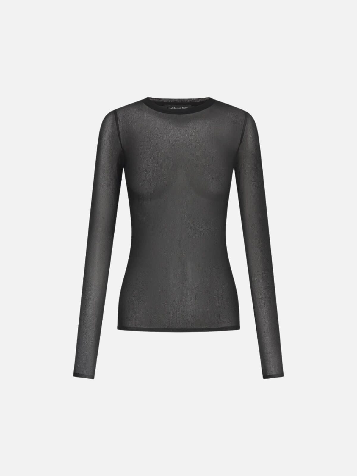 Camilla and Marc | Marie Sheer Long Sleeve Top - Black | Perlu